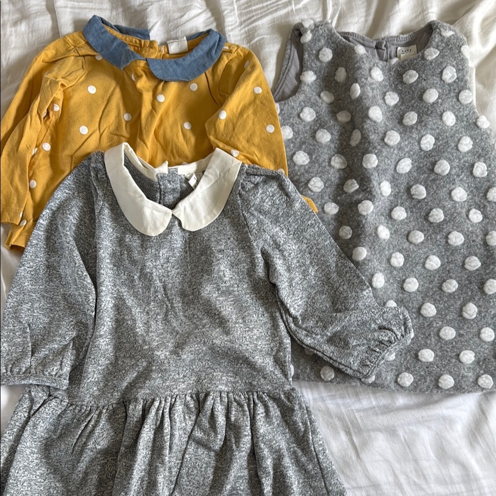 GAP Gray Puff Sleeve Dress with Peter Pan Collar